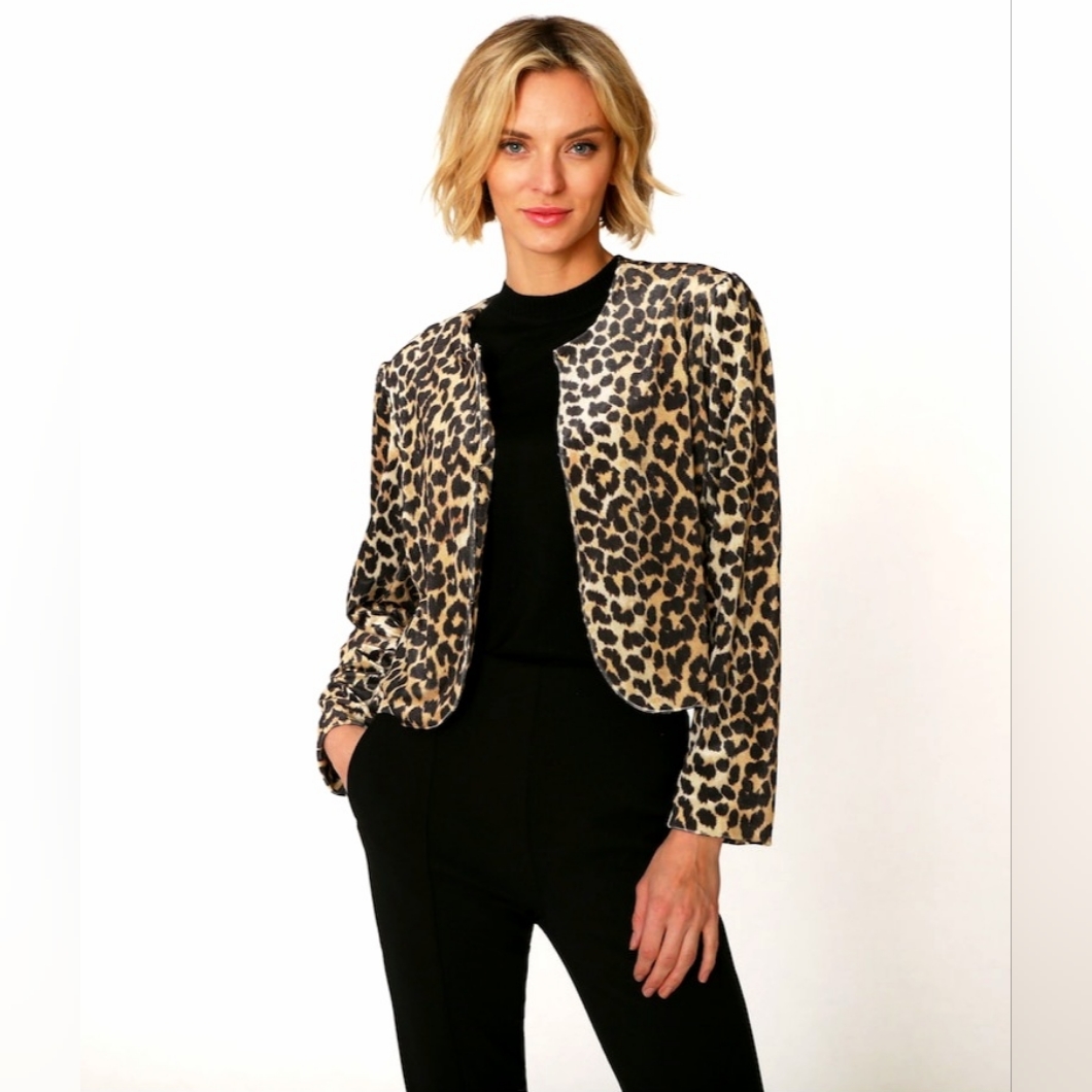 Milly Of New York Designer Jacket Animal Cheetah Print Blazer Coat Women 4 Small